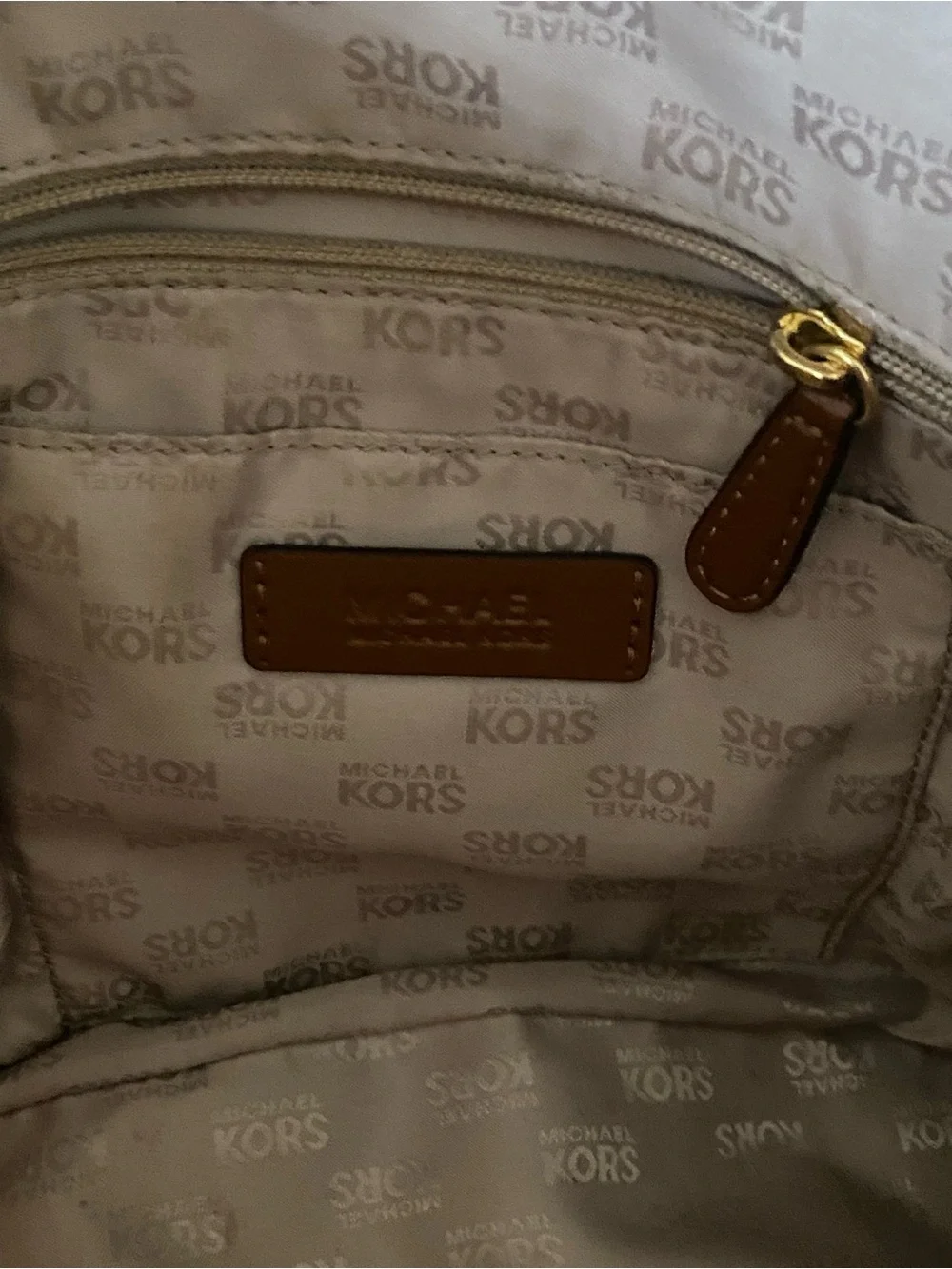 Michael Kors Navy Canvas Tote with Cream Rope Handles and Gold Hardware